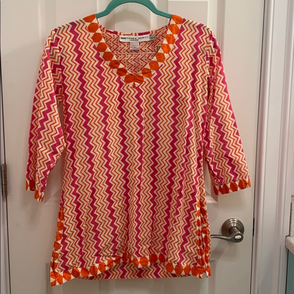 Gretchen Scott Pink Chevron Swimsuit Coverup